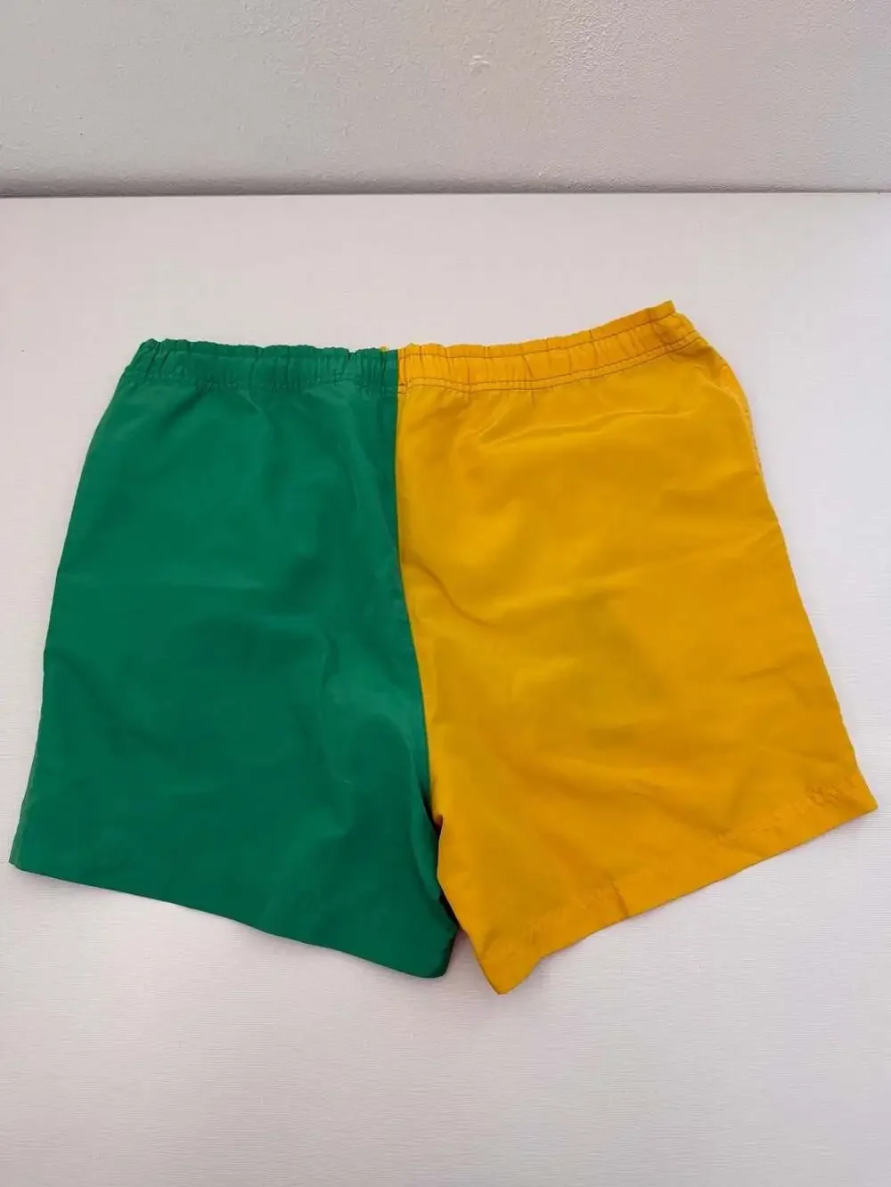 Vintage 90s Nike Just Do It Colorblock Rare Nylon Shorts Green Yellow